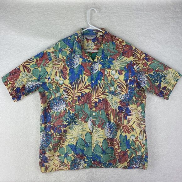 Da Vinci California Hawaiian Shirt Mens Size 1X XL Tropical Reverse Print USA - Picture 1 of 16